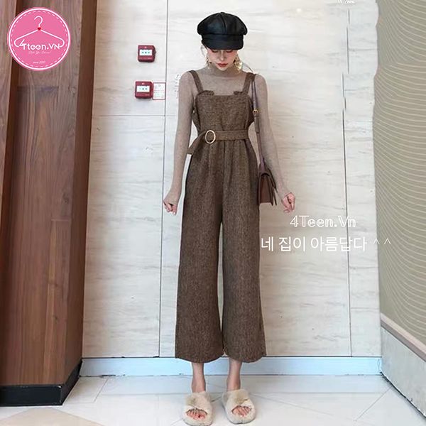 Đầm yếm kiểu dài thời trang thu đông 2020 Ulzzang