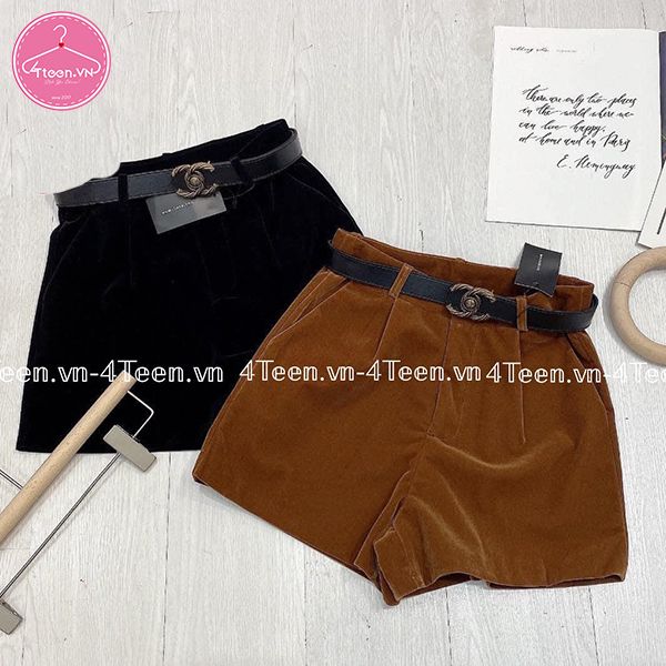Quần short chất nhung gân cạp cao