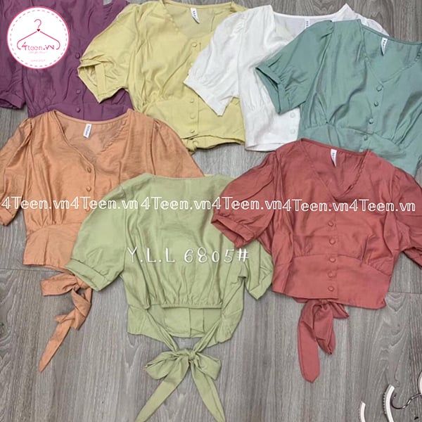 Áo Kiểu Nữ Croptop Lưng Thắt Nơ