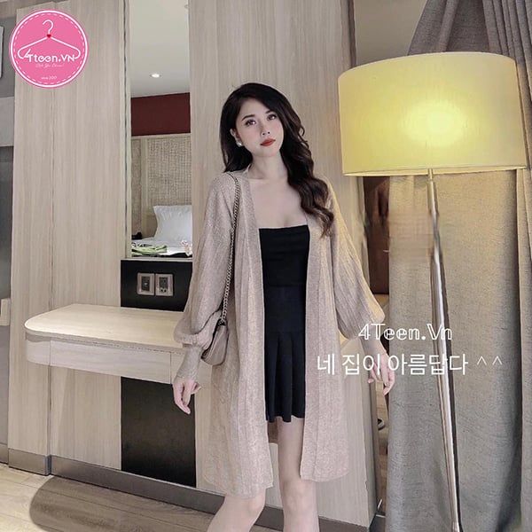 Áo khoác len Cardigan dáng dài