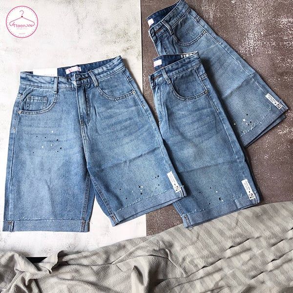 Quần jeans lửng ngố basic trơn lưng cao