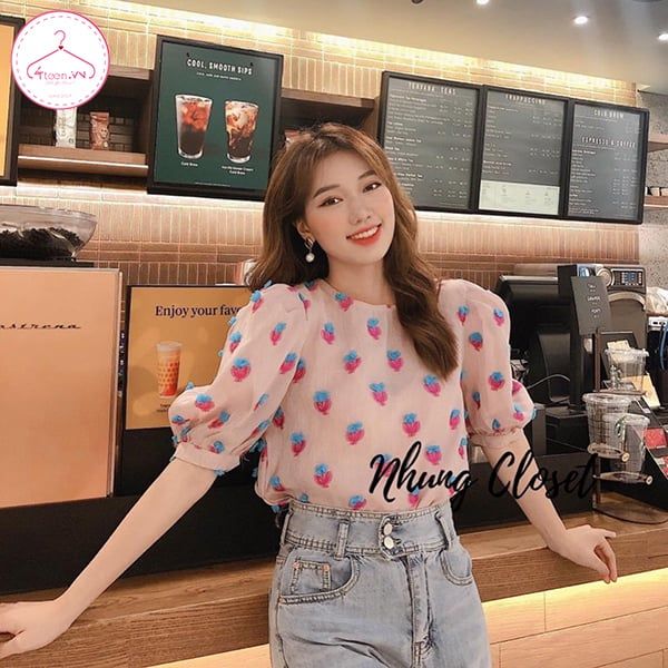 Áo voan mỏng in họa tiết