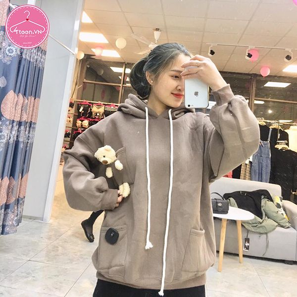 Áo hoodie nỉ Gấu Bông