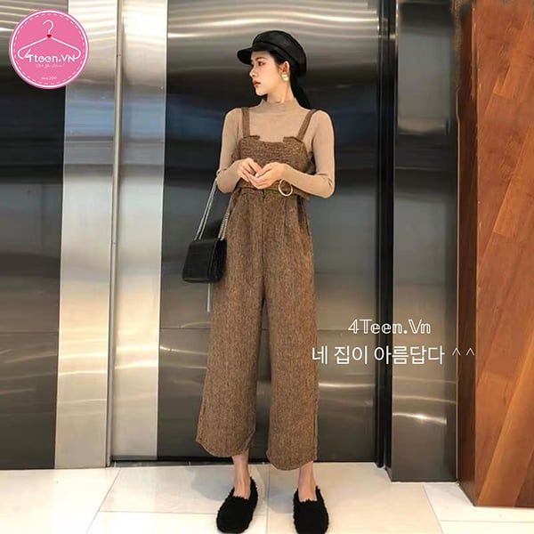 Đầm yếm kiểu dài thời trang thu đông 2020 Ulzzang