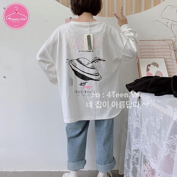 Áo phông nữ tay dài thu đông dáng rộng Ulzzang