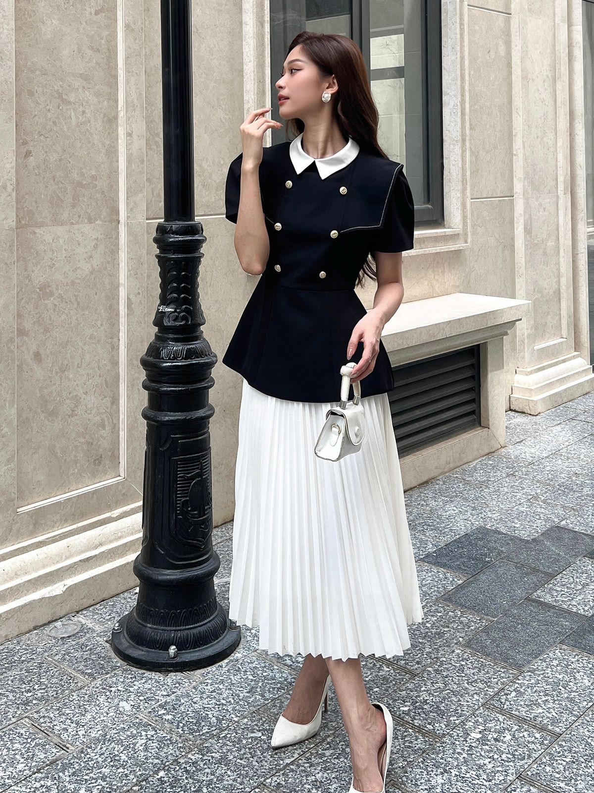 Áo kiểu peplum tay ngắn - A2596