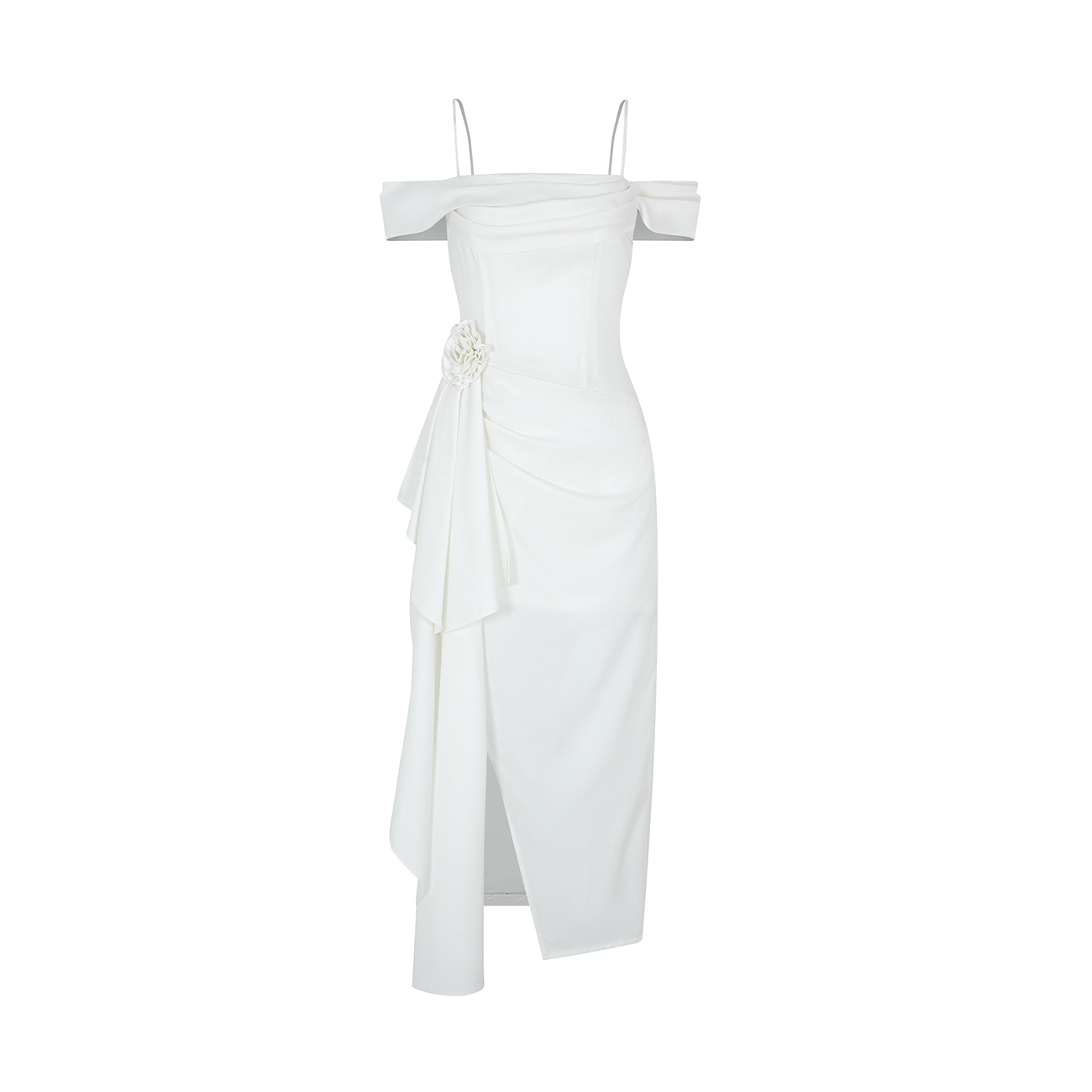 Đầm body nhún hông kết hoa vải - D3713