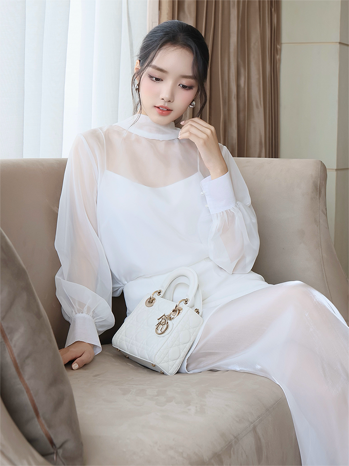 Chân váy dự tiệc dài phối voan - V4332T