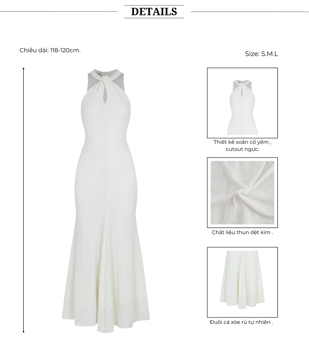 Đầm body đuôi cá xoắn cổ yếm - D3328
