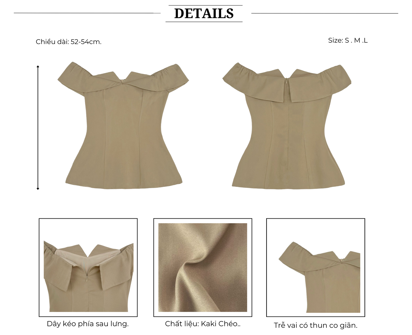 Áo kiểu peplum trễ vai xếp vạt - A3848T