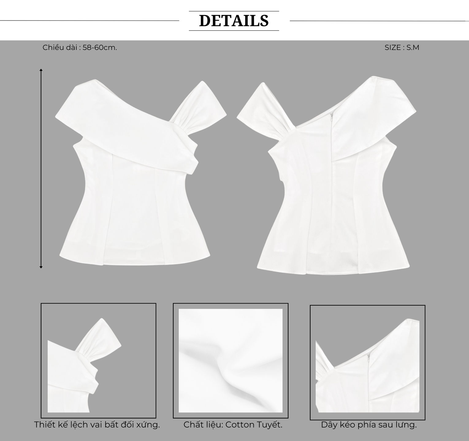 Áo kiểu peplum lệch vai - TK356