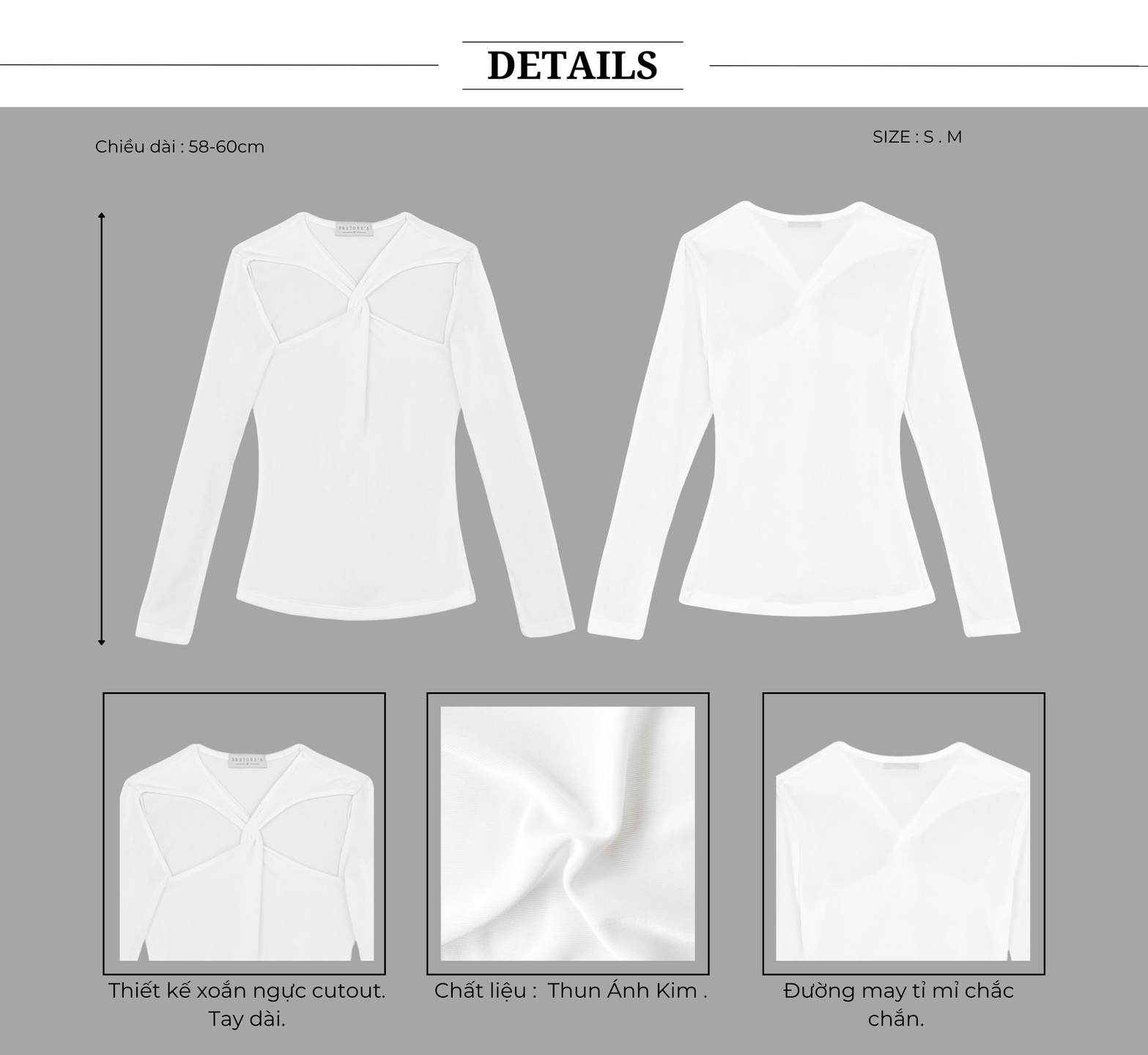 Áo tay dài cut-out xoắn ngực - A3830Q