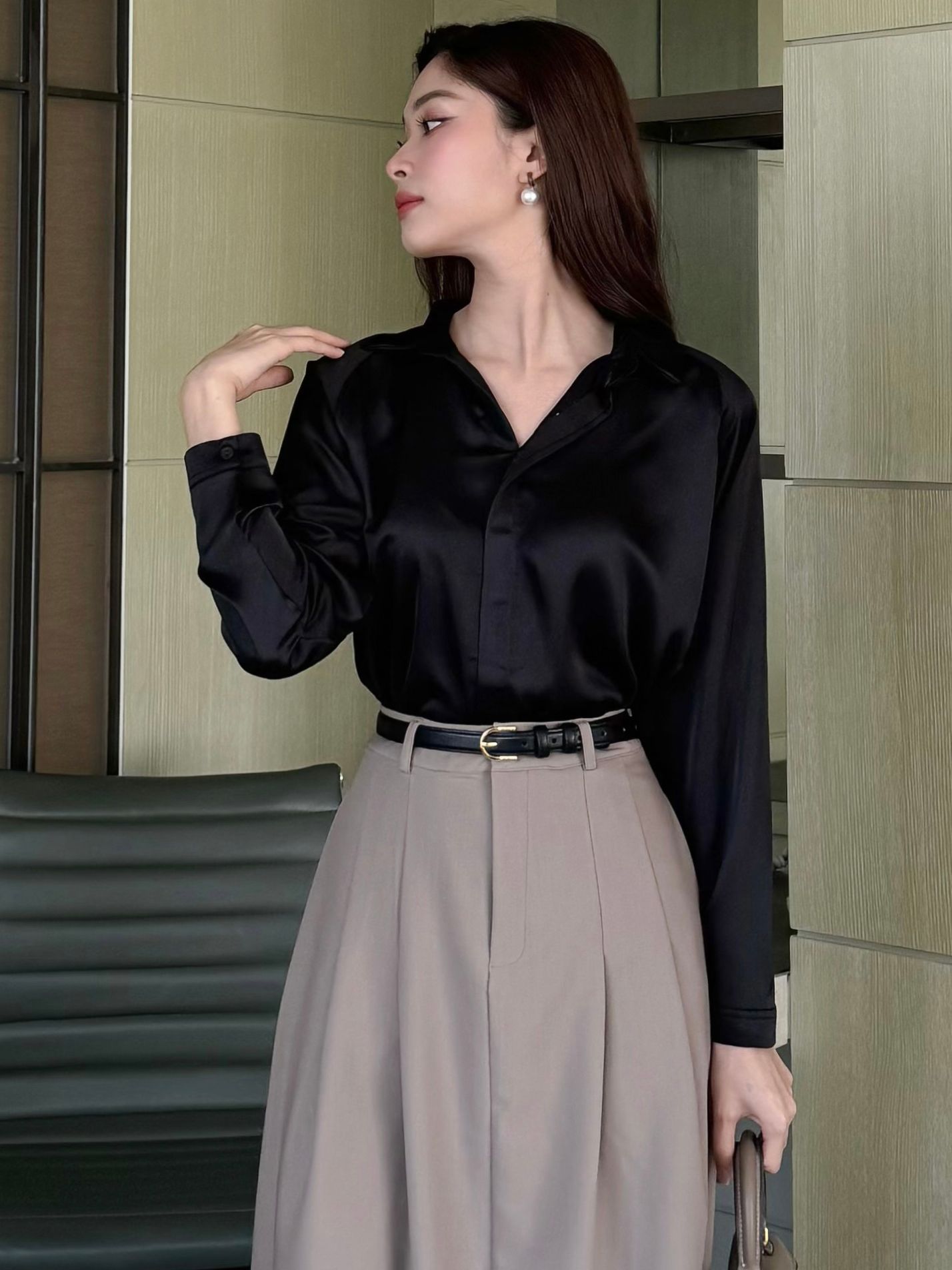 Áo sơ mi lụa công sở nhiều màu - A1251