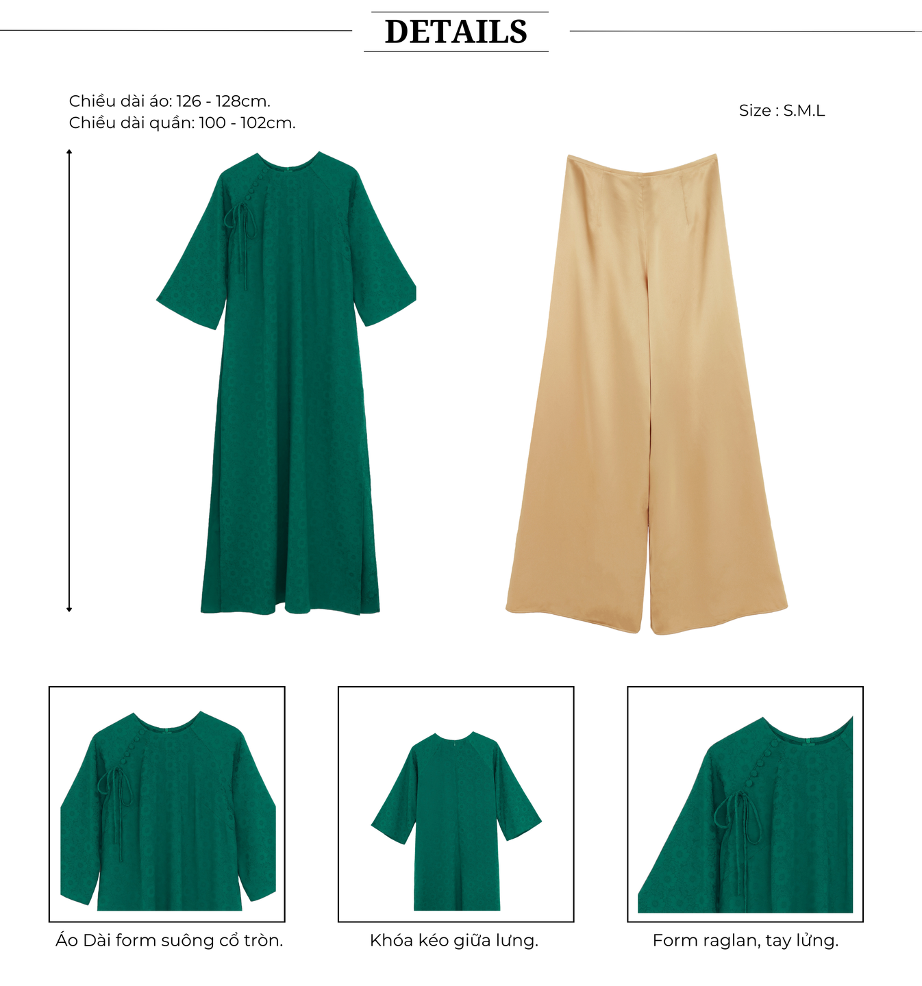 Set áo dài raglan lụa hoa - K4176T
