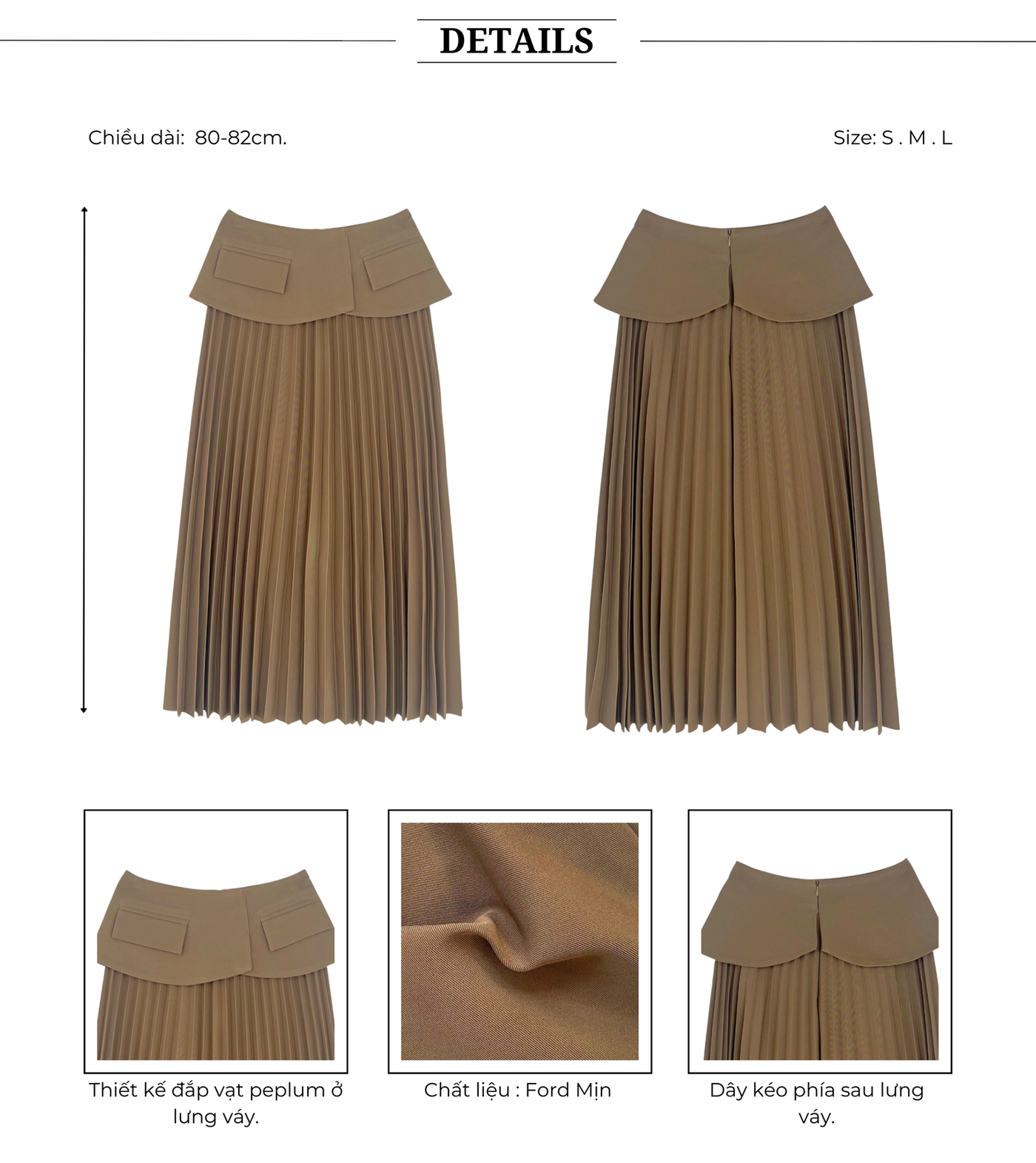 Chân váy dài xếp ly form peplum - V3997H