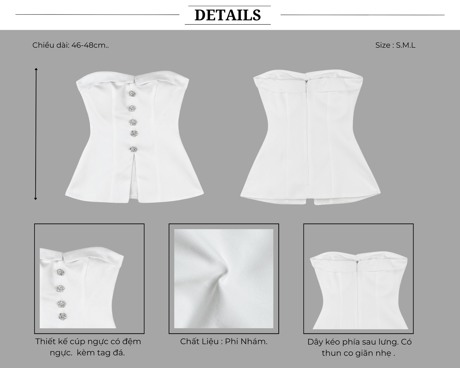 Áo kiểu peplum xẻ tà có cúp ngực - A2607