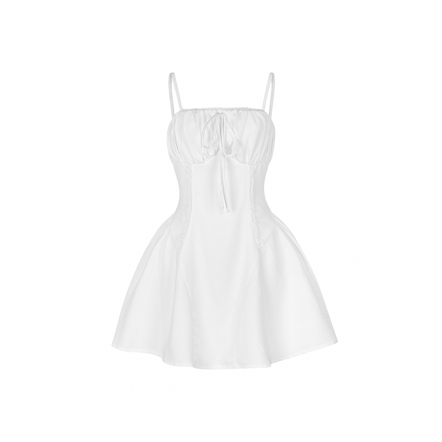 Đầm ngắn xoè nhún hông 2 dây xếp ngực chất cotton - D4084B