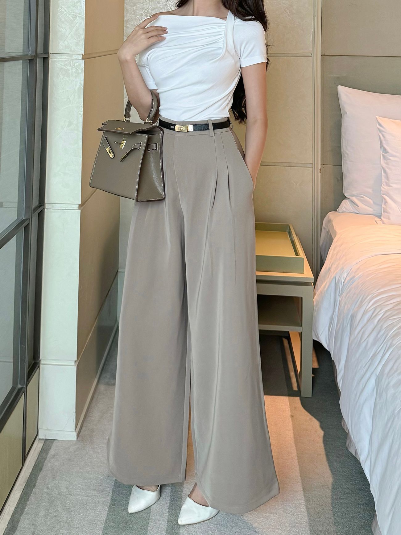 Quần suông công sở dài ống rộng Q2719