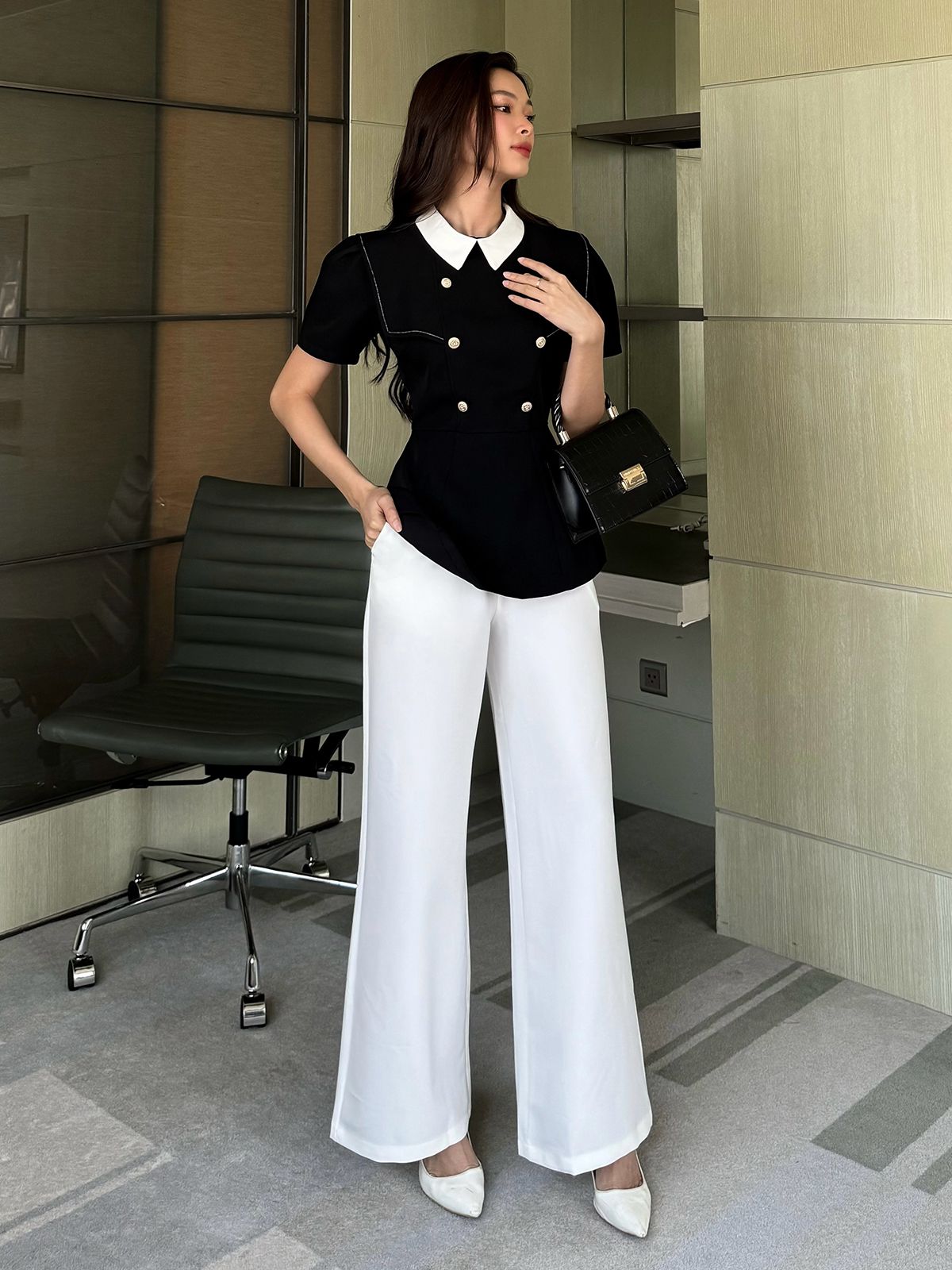 Áo kiểu peplum tay ngắn - A2596
