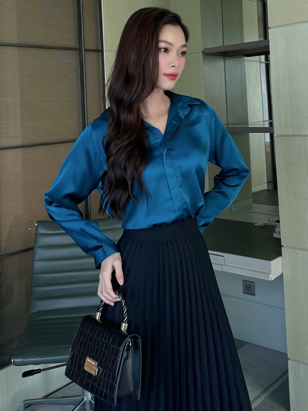 Áo sơ mi lụa công sở nhiều màu - A1251