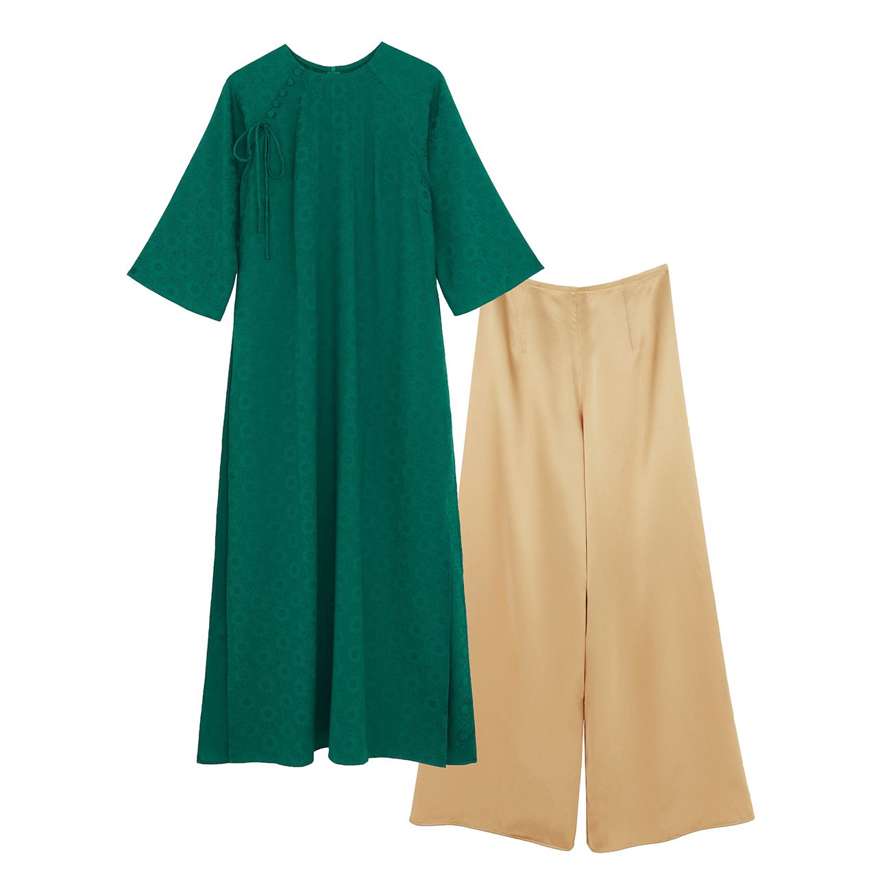 Set áo dài raglan lụa hoa - K4176T