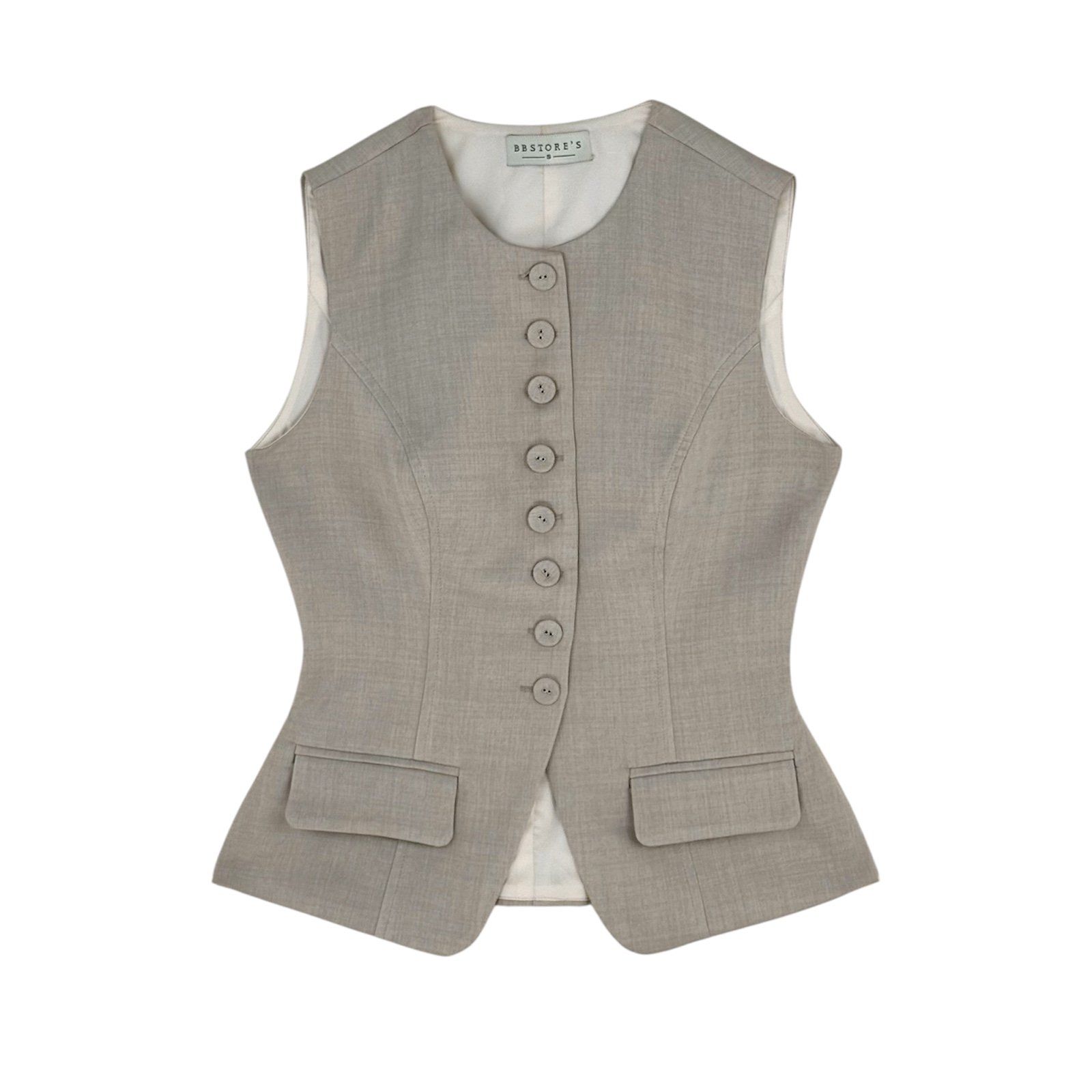 Áo gile công sở nút bọc cotton A4398A