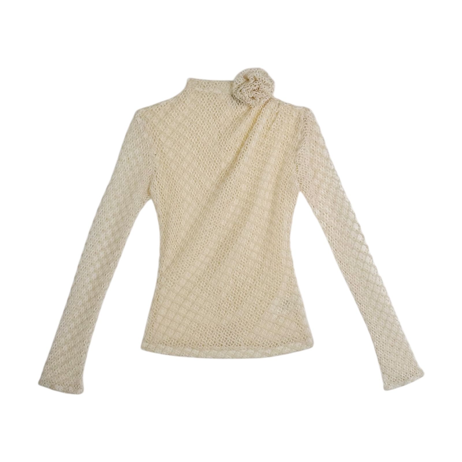 Áo kiểu tiệc cotton lưới kèm hoa A4373N