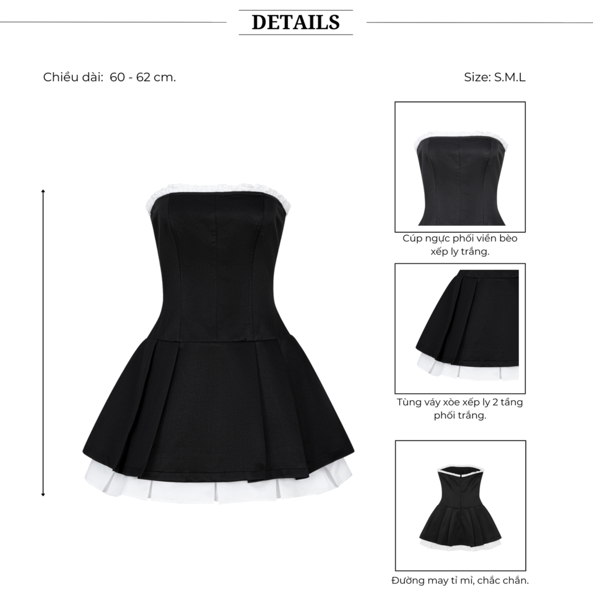 Đầm dự tiệc ngắn tùng xoè A cúp ngực phối viền bèo trắng chất phi ép 2 da cao cấp-D4158A