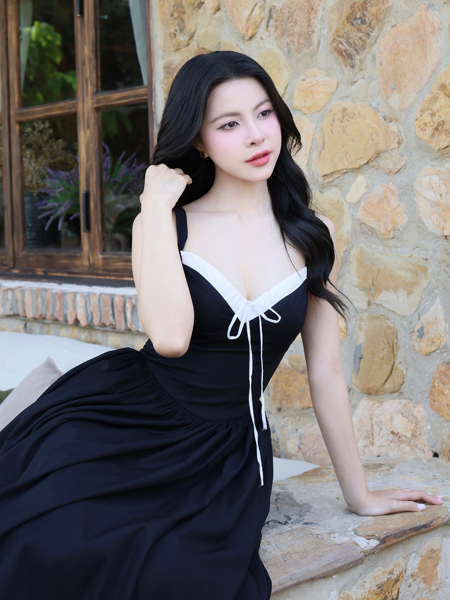 Đầm 2 dây dạo phố dài thắt nơ D4453A
