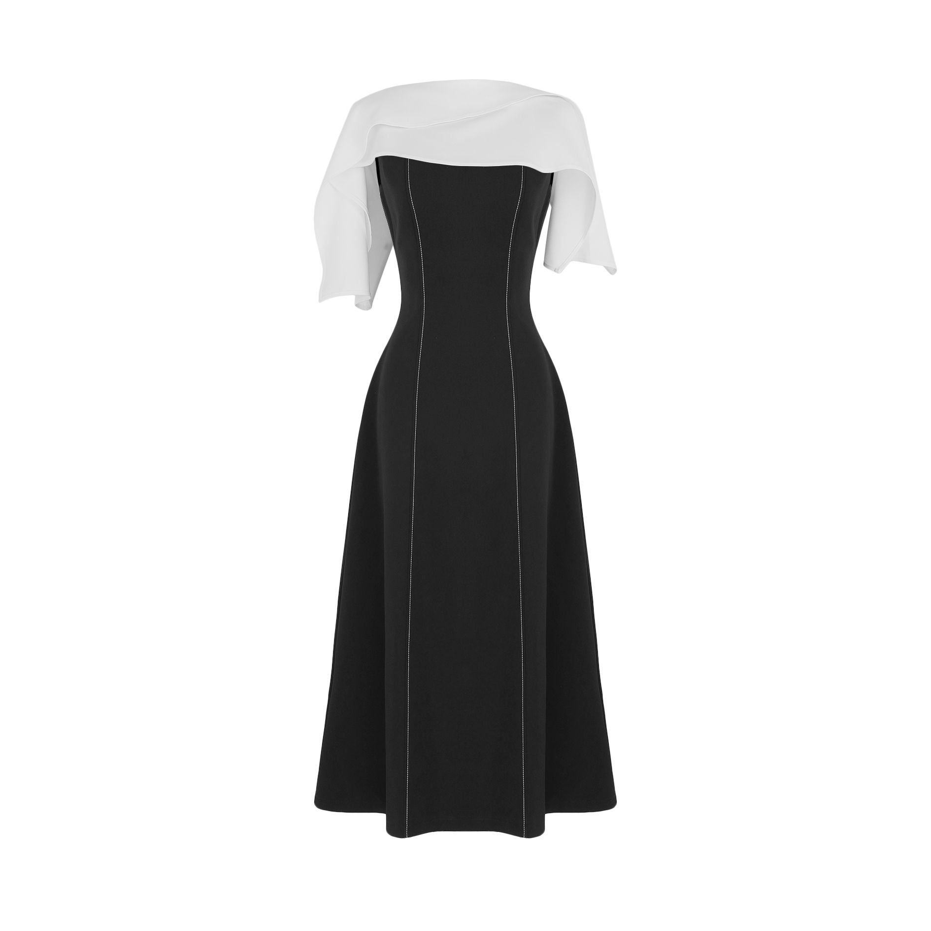 Đầm xoè tiệc dài cotton cổ thuyền D4331A