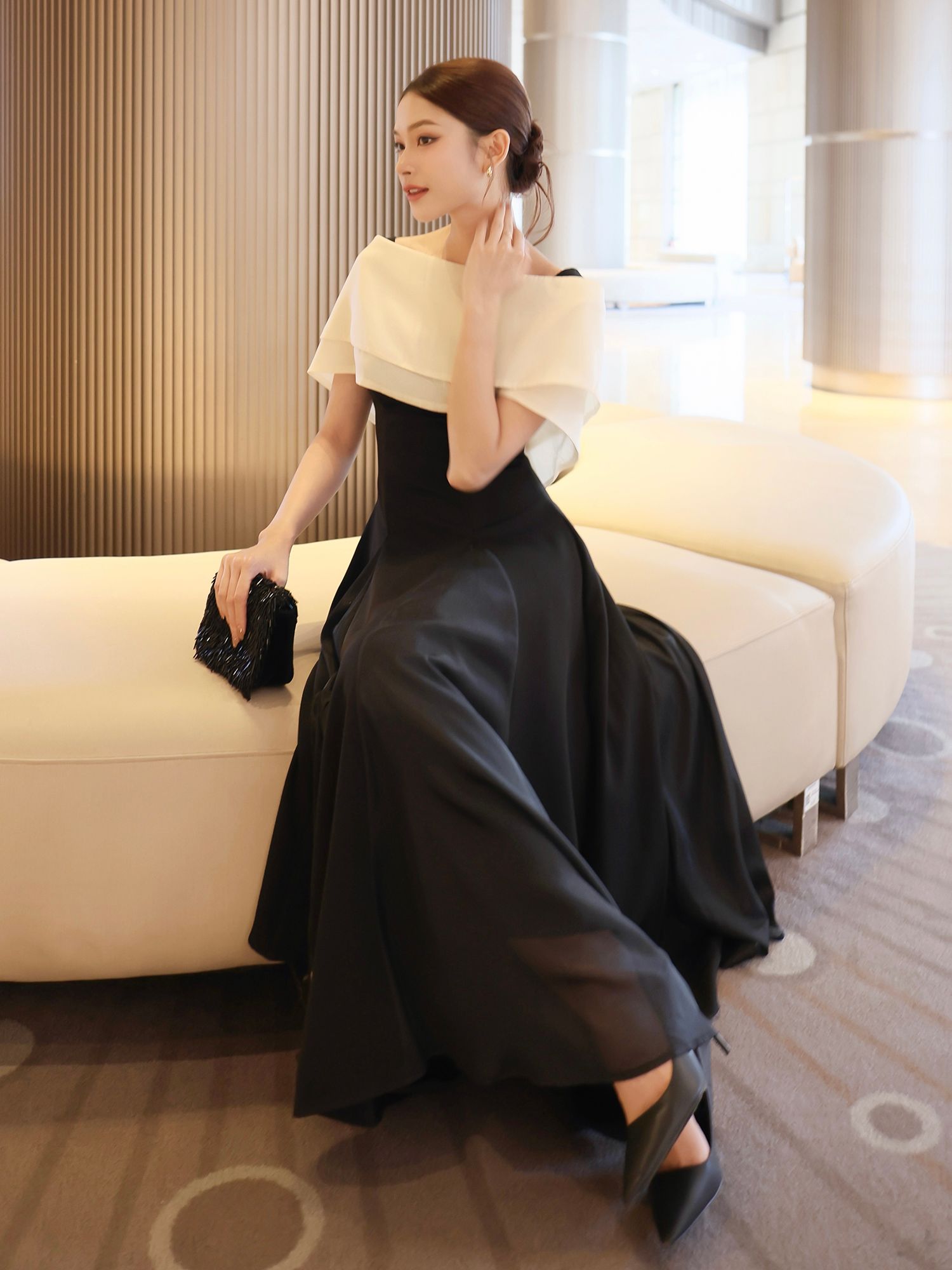 Đầm 2 dây tiệc dài cotton kèm áo D4325B