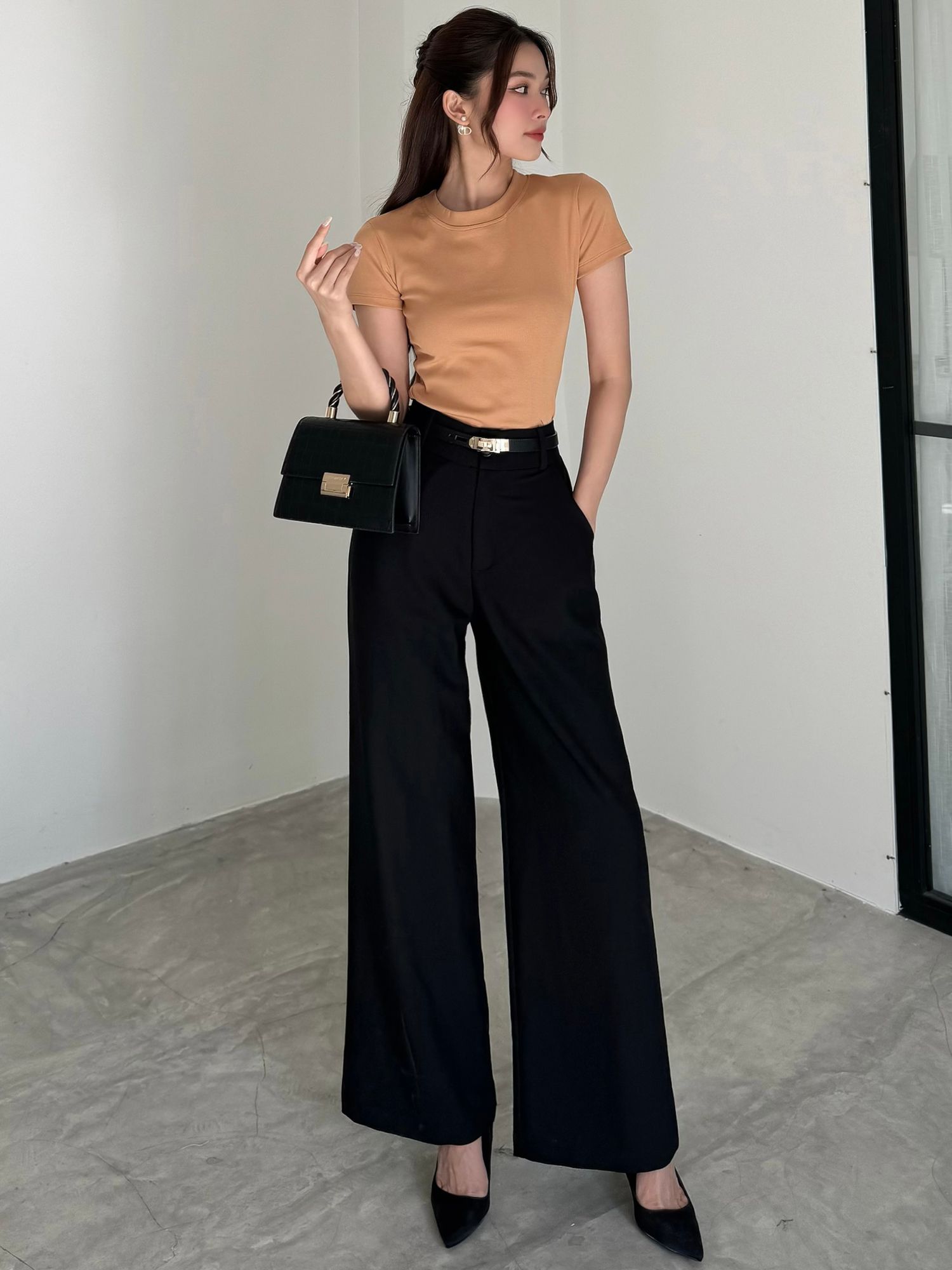 Quần suông công sở lưng cao - TK01