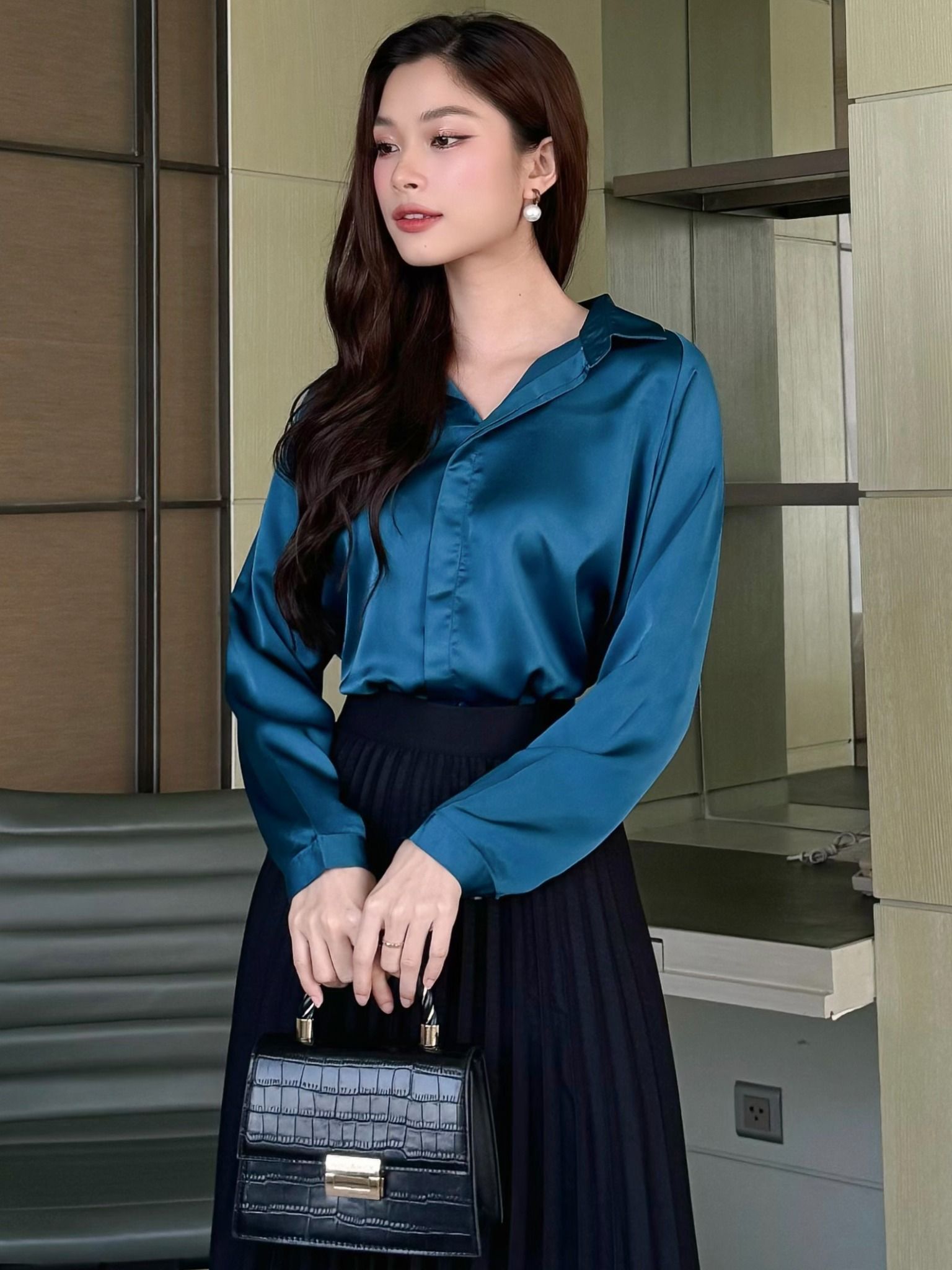 Áo sơ mi lụa công sở nhiều màu - A1251