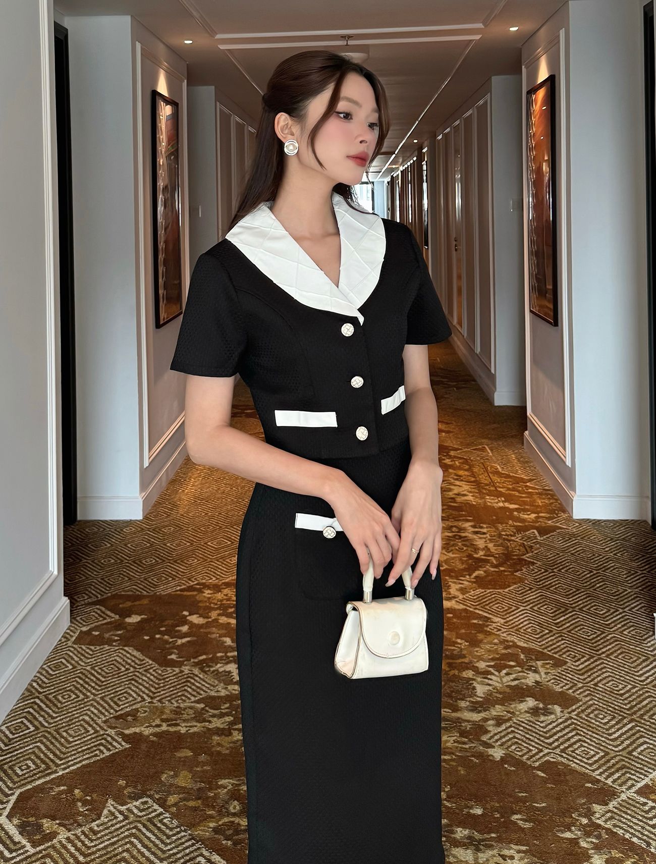 Set áo crop phối chân váy - K3377