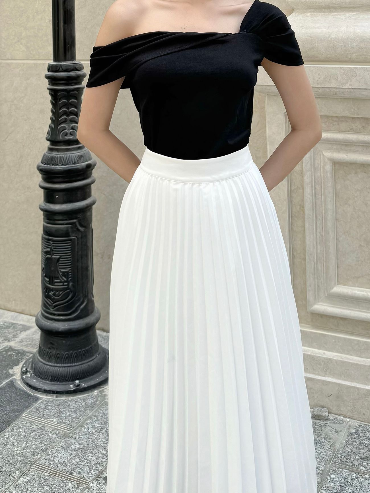 Chân váy dài công sở xếp ly - TK266