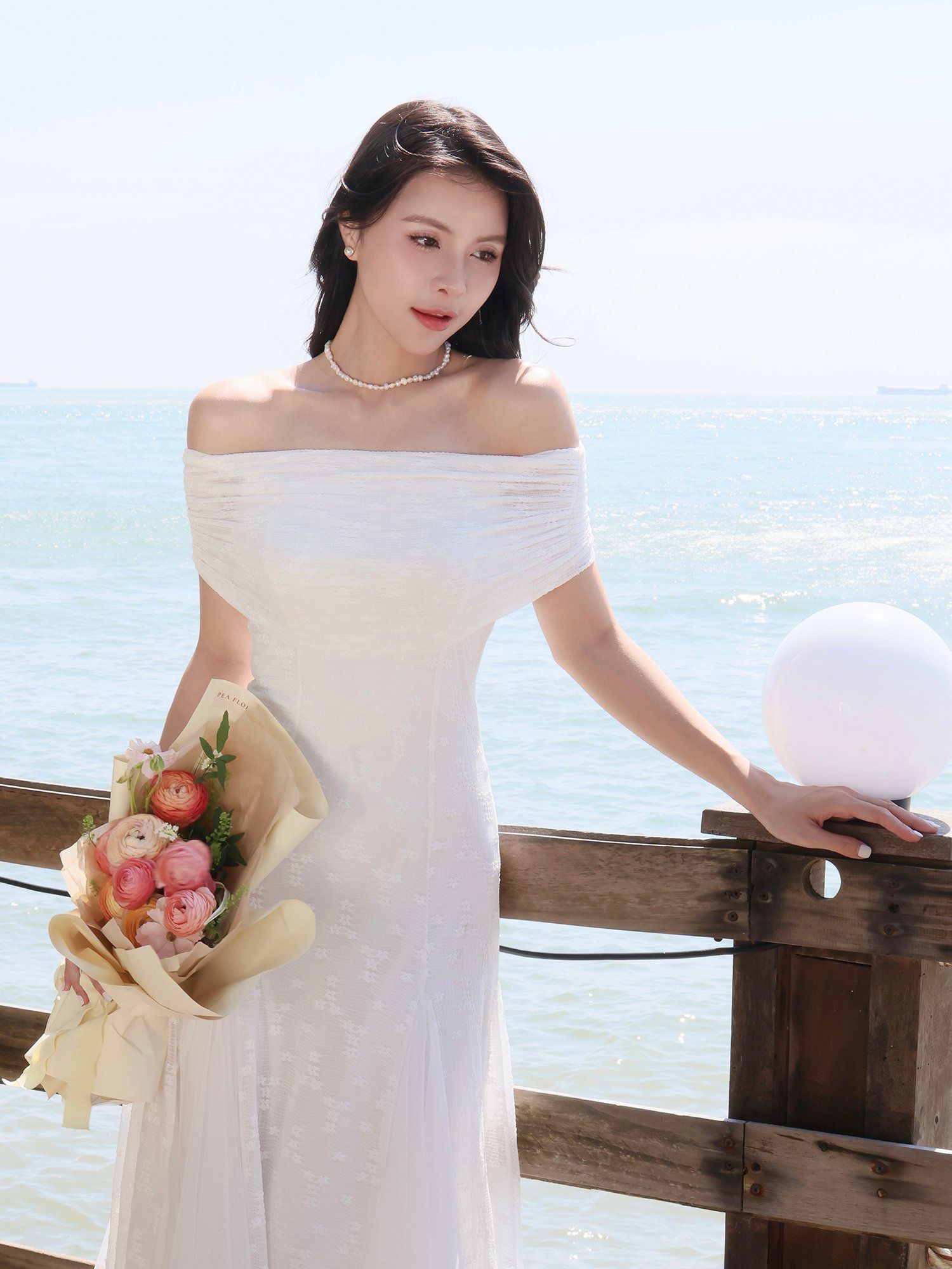 Đầm dự tiệc trễ vai form dài - D3446