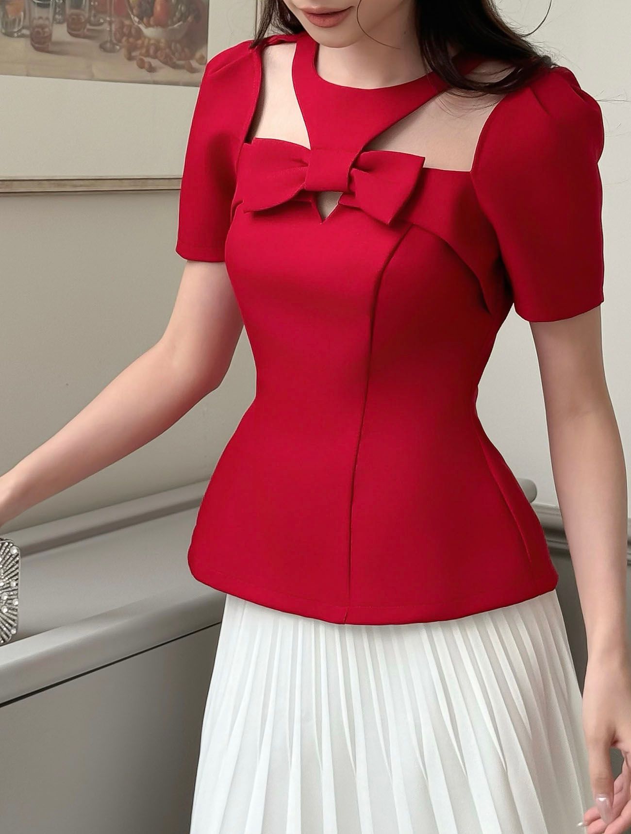 Áo kiểu peplum cut-out vai - A4063B