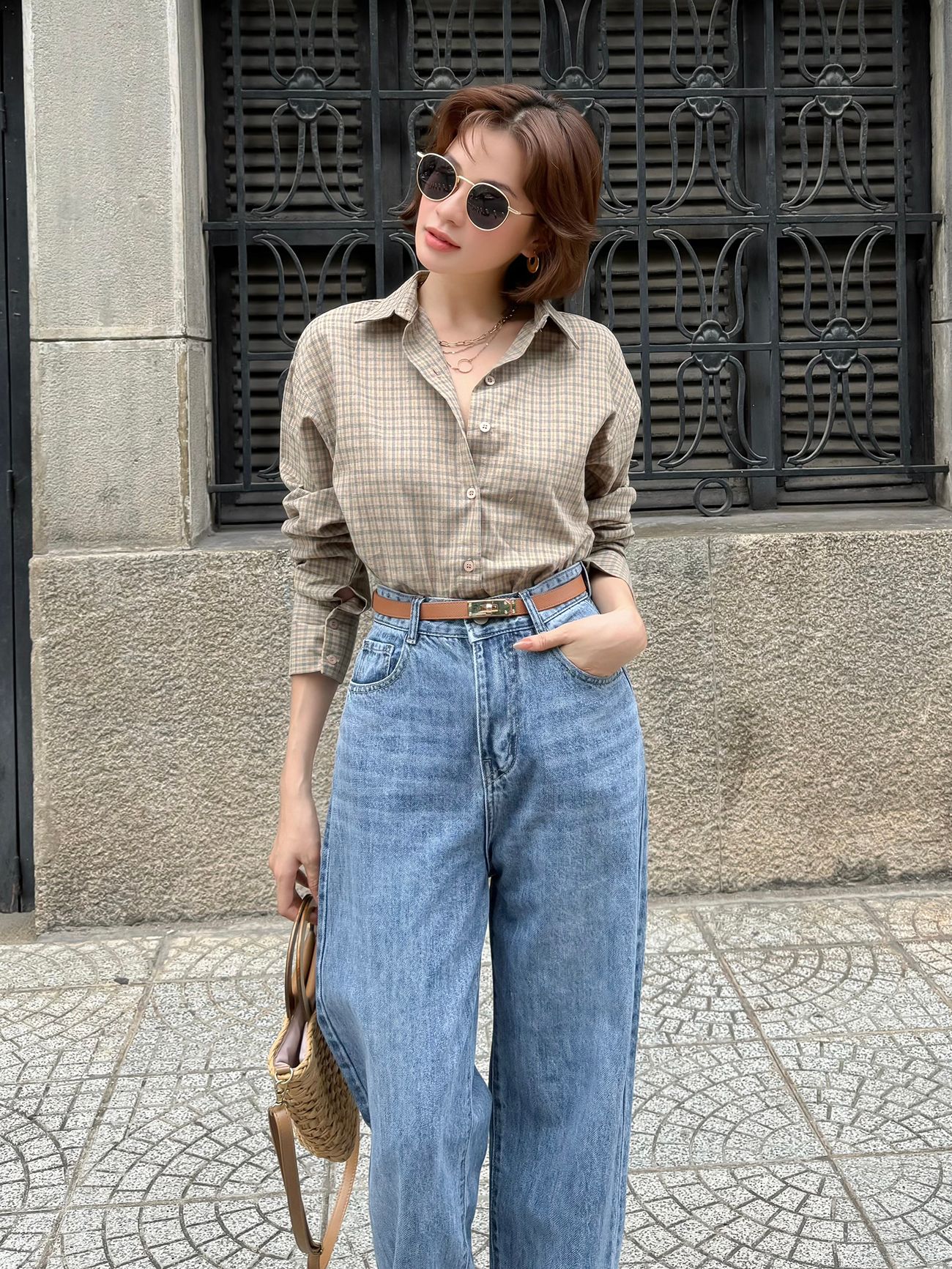 Sơ mi caro oversize-A3688