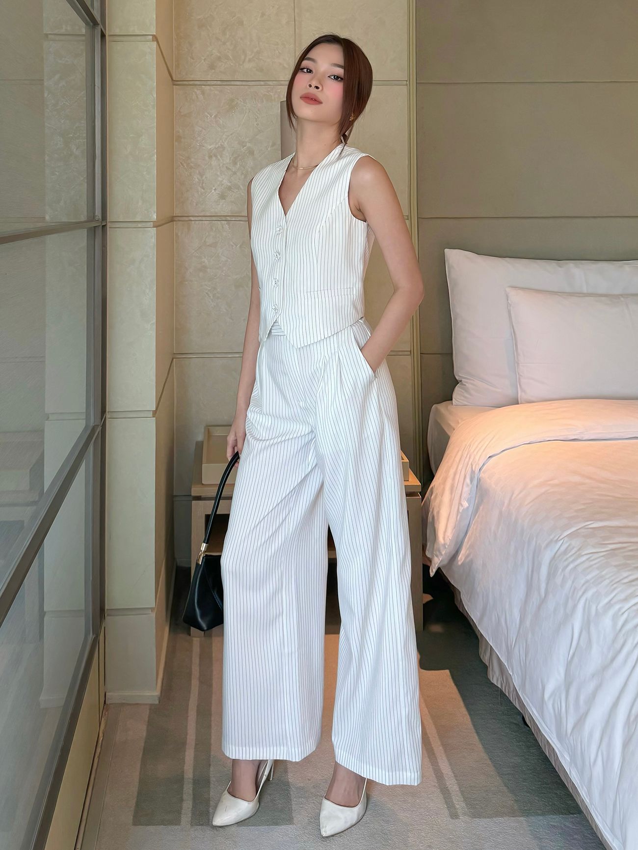 Quần suông sọc dáng dài -Q3759L