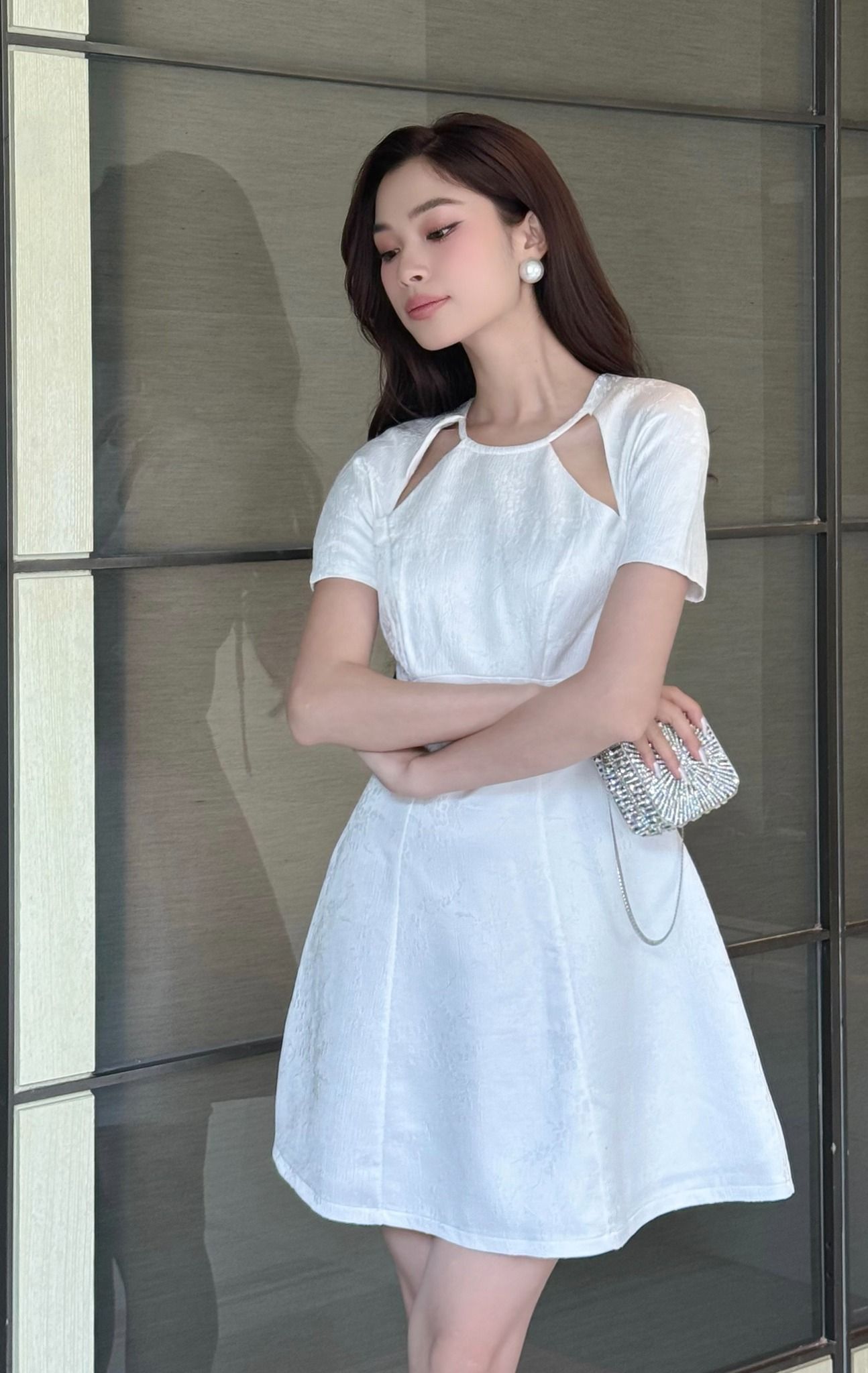 Đầm xòe cổ yếm tay ngắn -D3557