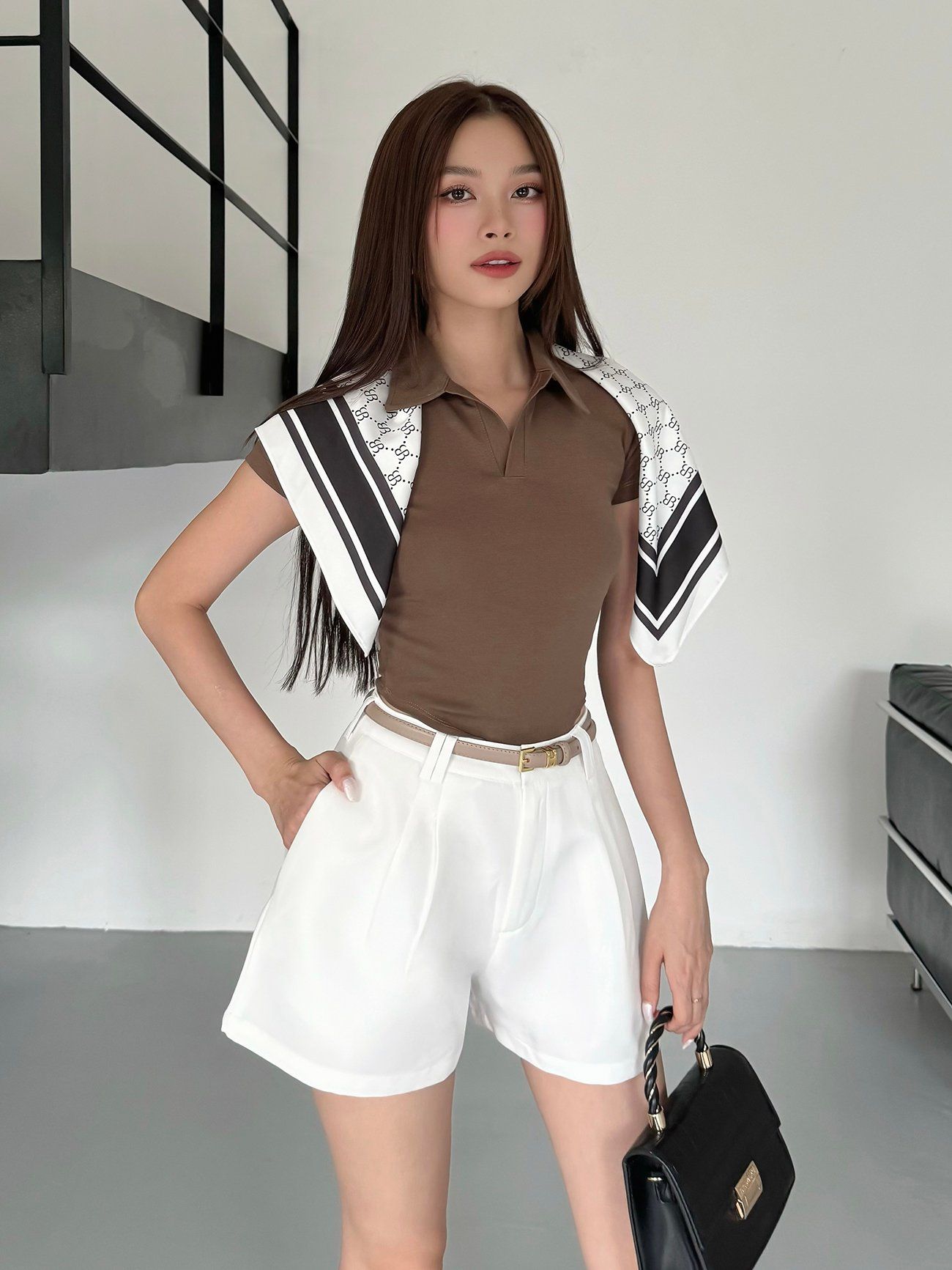 Áo thun tay ngắn phối cổ sơ mi - A2204S