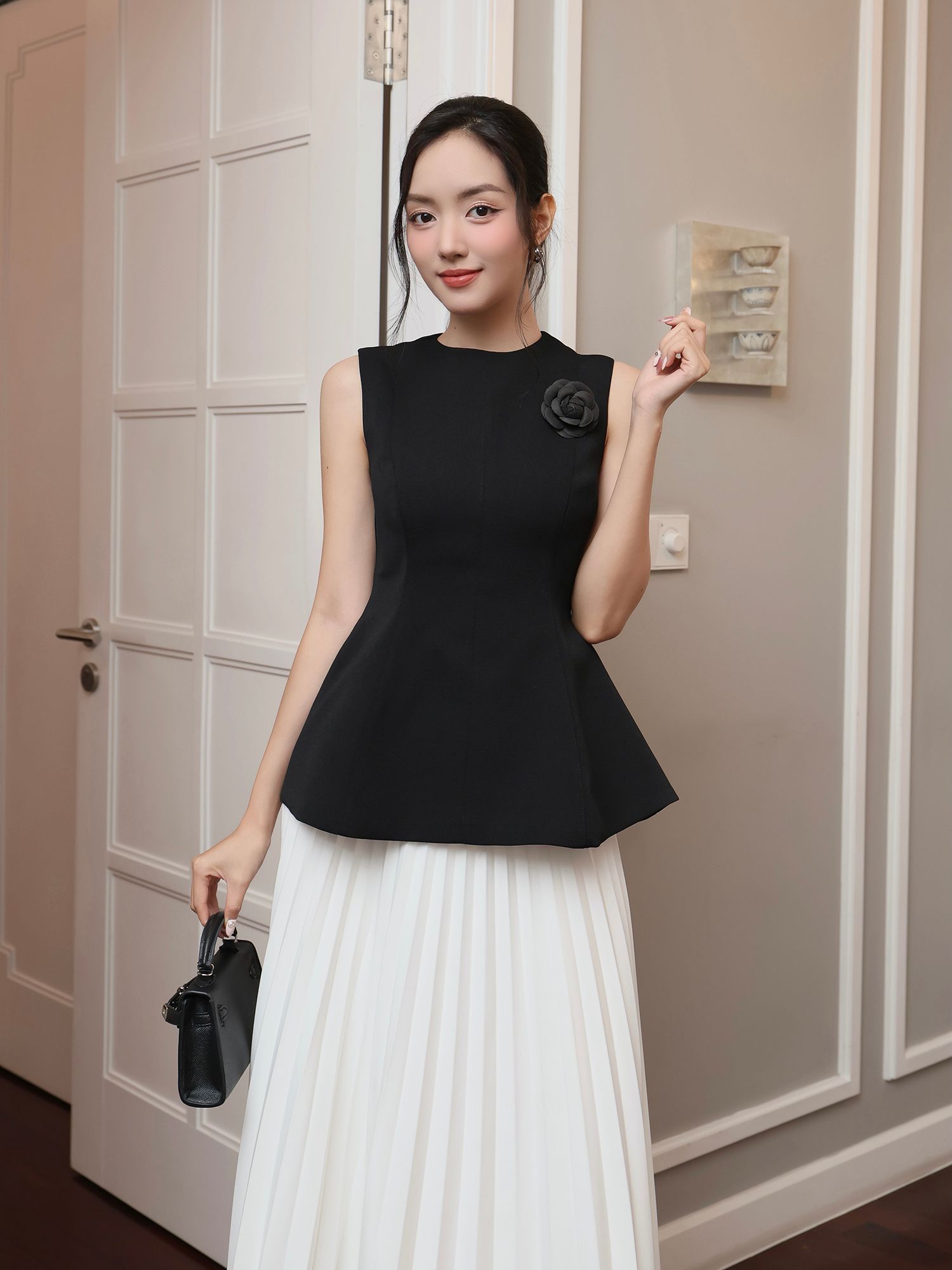 Áo kiểu peplum dự tiệc cổ tròn - A4255A