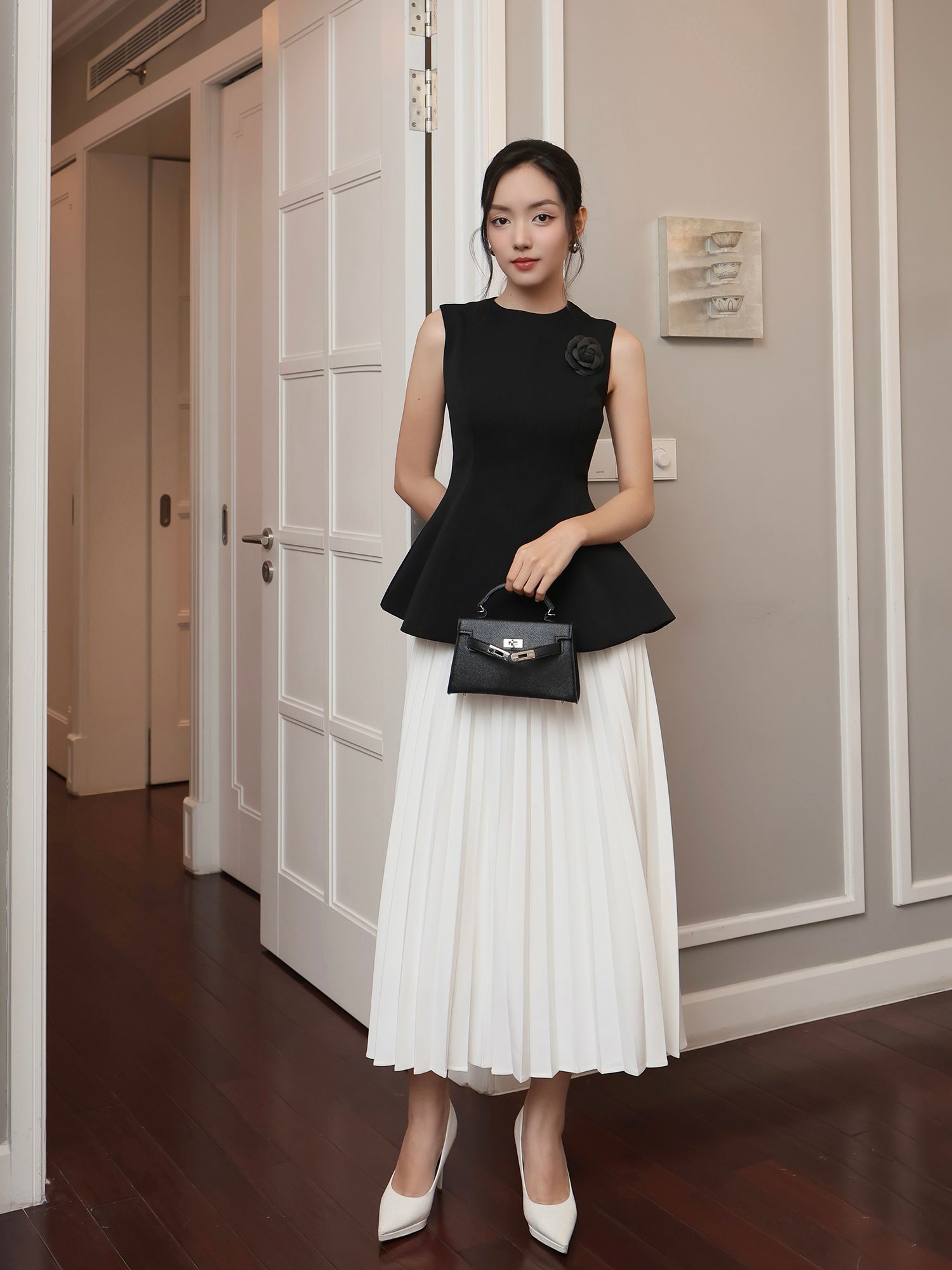 Áo kiểu peplum dự tiệc cổ tròn - A4255A