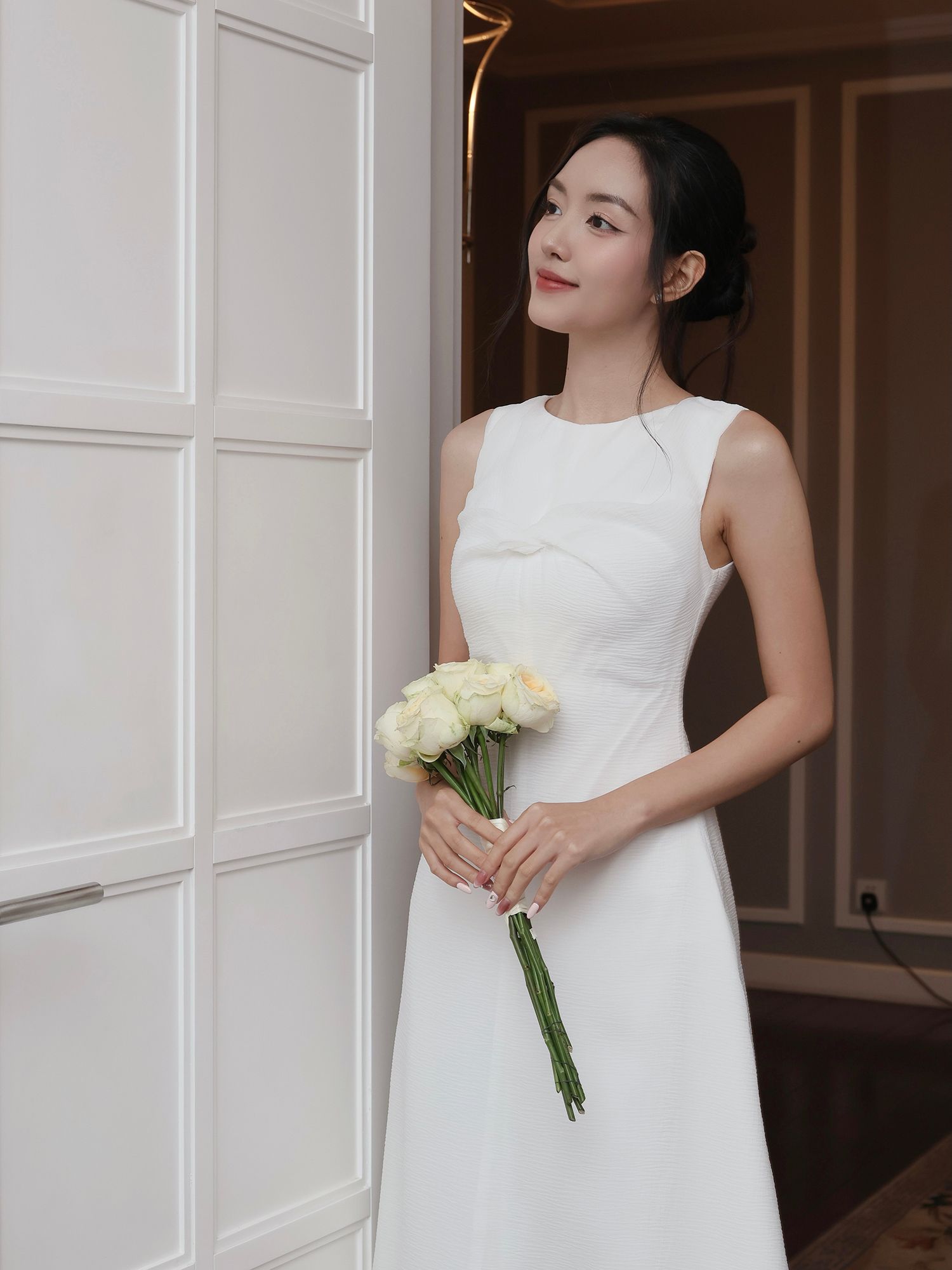 Đầm dự tiệc dài xòe xoắn ngực - D4265B