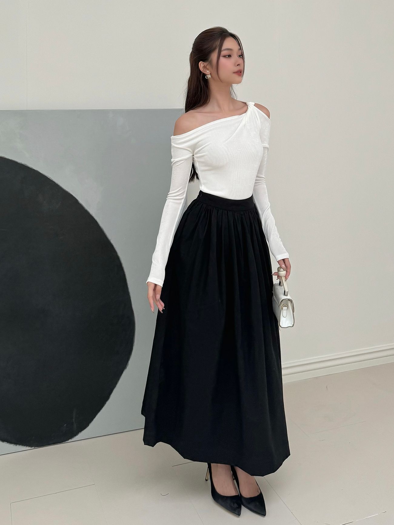 Chân váy dài xếp ly xòe rũ - V3323
