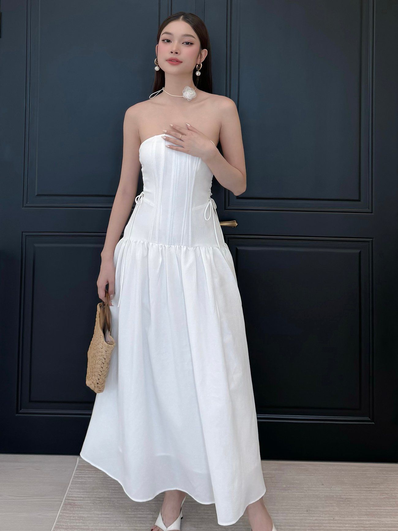 Đầm maxi xòe cúp ngực đan dây - D3726A