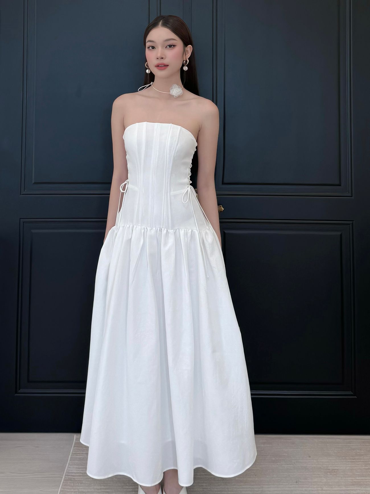 Đầm maxi xòe cúp ngực đan dây - D3726A