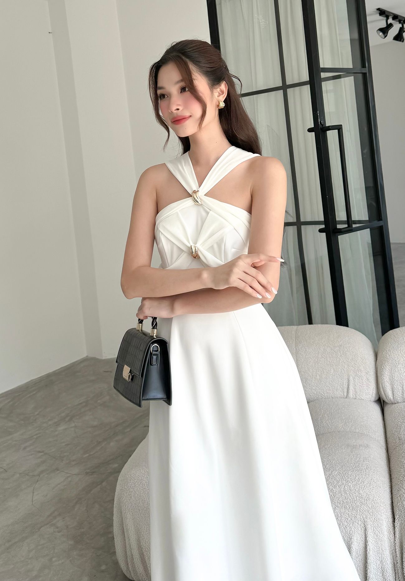 Đầm dài dự tiệc phối kiểu ngực - D3465