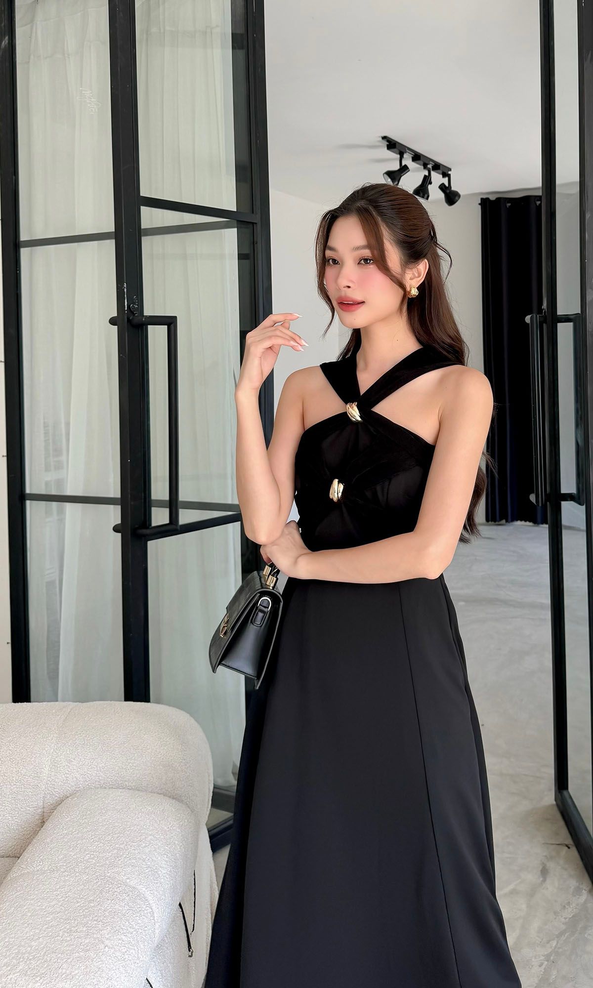 Đầm dài dự tiệc phối kiểu ngực - D3465