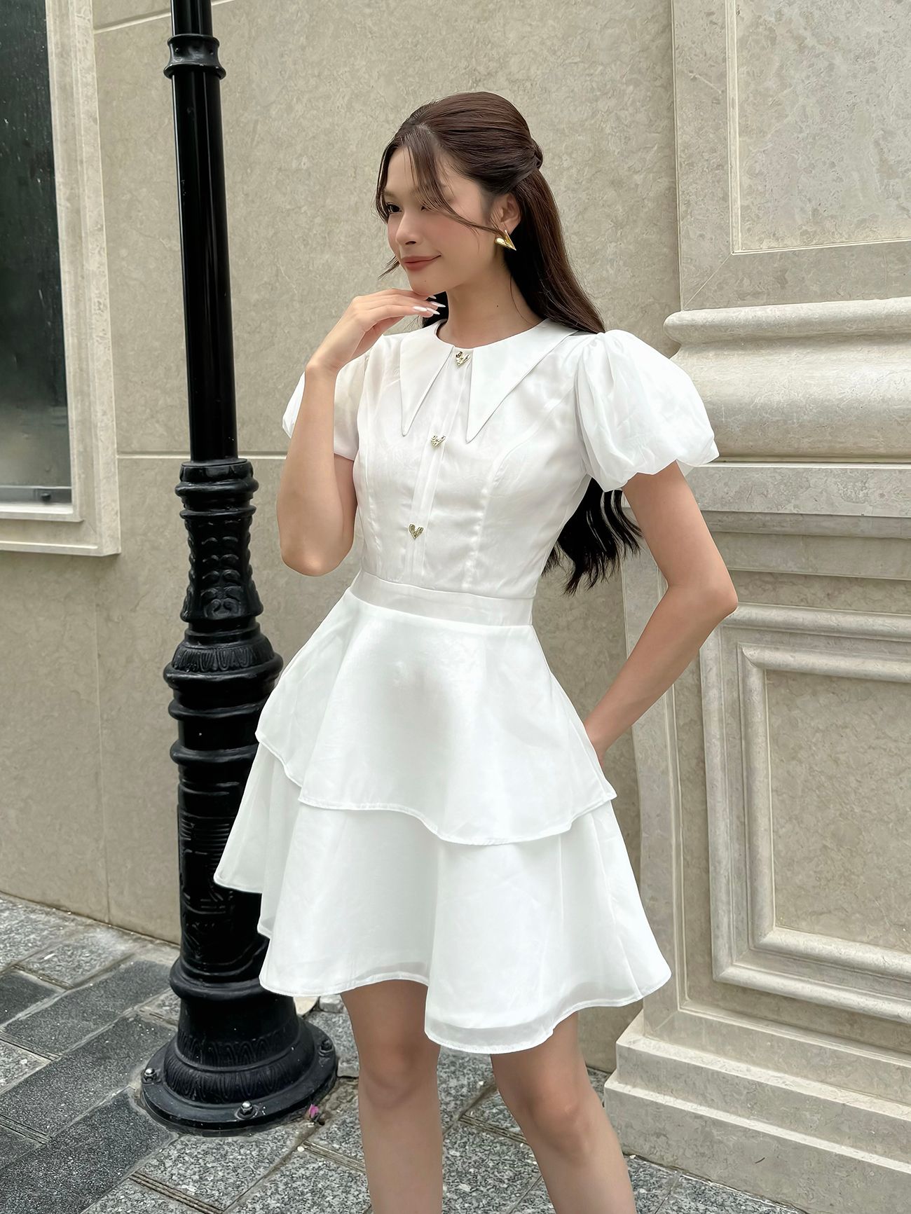 Đầm xòe ngắn phối tùng 2 tầng - D3634